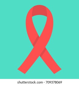 AIDS ribbon flat icon, medicine and healthcare, charity sign vector graphics, a colorful solid pattern on a cyan background, eps 10.