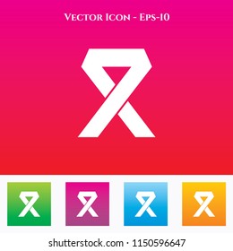 AIDS Ribbon Icon in Colored Square box. eps-10