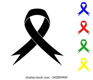 AIDS ribbon icon - colored vector set