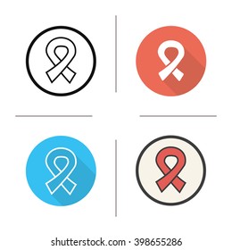 AIDS ribbon icon. Flat design, linear and color styles. HIV ribbon. World aids awareness day symbol. Isolated vector