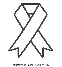 Aids ribbon line icon on white background