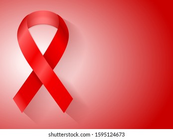 Aids ribbon on a red background. Vector illustration.