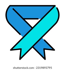 aids ribbon Outline Blue Icon Button Logo Community support Design