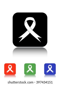AIDS ribbon vector icon - black and colored buttons