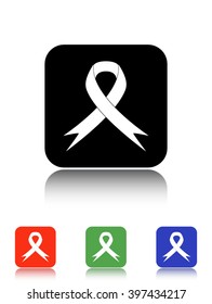 AIDS ribbon vector icon - black and colored buttons