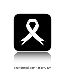 AIDS ribbon vector icon on black button with reflection