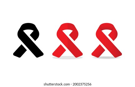Iconos vectoriales de cinta de ayuda establecidos. Bandas de sensibilización de color negro y rojo en estilos simples planos y gradientes aislados. Ilustración del vector EPS 10