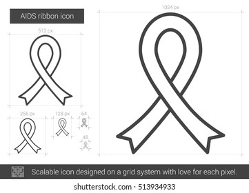 Icono de la línea vectorial de la cinta de SIDA aislado en fondo blanco. Icono de la línea de la cinta de SIDA para infografía, sitio web o aplicación. Icono escalable diseñado en un sistema de cuadrícula.