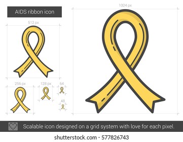 AIDS ribbon vector line icon isolated on white background. AIDS ribbon line icon for infographic, website or app. Scalable icon designed on a grid system.