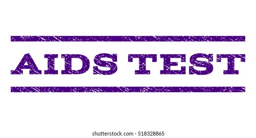AIDS Test watermark stamp. Text tag between horizontal parallel lines with grunge design style. Rubber seal stamp with dust texture. Vector indigo blue color ink imprint on a white background.