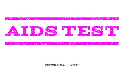 AIDS Test watermark stamp. Text tag between horizontal parallel lines with grunge design style. Rubber seal stamp with scratched texture. Vector magenta color ink imprint on a white background.