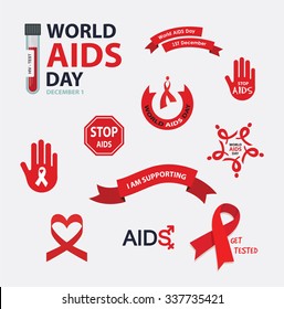 AIDS , vector badges collection for world day