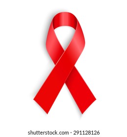 AIDS Vector illustration AIDS awareness red ribbon on white background. awareness red ribbon on white background.