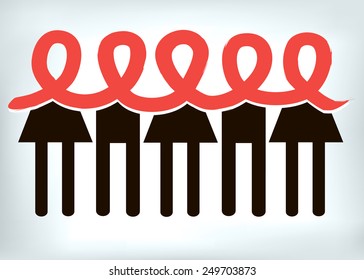 aids vector ribbon red people girl boy