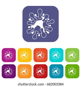 AIDS virus icons set vector illustration in flat style in colors red, blue, green, and other