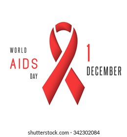 Aids world day poster, mockup red ribbon  stop virus symbol awareness, 1st December immune syndrome