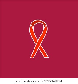 AIDS/Cancer symbol vector. hand drawn icon. care illustration. editable stroke.