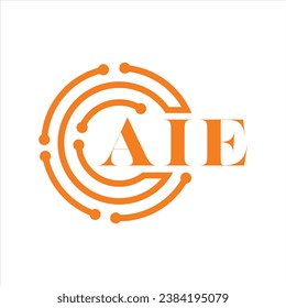 Diseño de cartas AIE.Diseño de logotipo de tecnología de letras AIE sobre fondo blanco.Diseño de logotipo AIE Monograma para emprendedores y empresas.