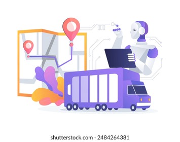 AI-Enabled Eco-Friendly Supply Chain abstract concept vector illustration. Supply Chain Management. Reduce environmental impact with energy-efficient logistics. AI Technology. abstract metaphor.