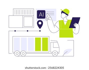 AI-Enabled Eco-Friendly Supply Chain abstract concept vector illustration. Supply Chain Management. Reduce environmental impact with energy-efficient logistics. AI Technology. abstract metaphor.