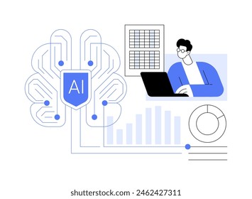 AI-Enhanced Actuarial Ciencia abstracta concepto Ilustración vectorial. Seguros. Evaluación de riesgos, cálculos y predicciones con modelos avanzados de IA. TECNOLOGÍA de IA. metáfora abstracta.