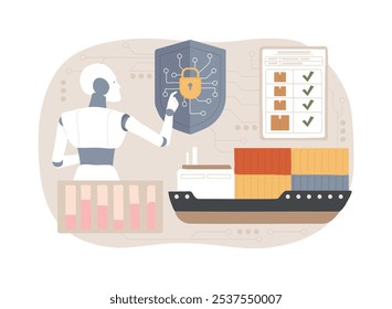 AI-Enhanced Cargo Security abstract concept vector illustration. Transportation and Logistics. AI monitoring for theft prevention and damage detection. AI Technology. abstract metaphor.