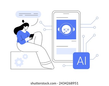 AI-Enhanced Chatbots for Customer Support abstract concept vector illustration. Customer Service. Round-the-clock customer assistance, reduce time and workload. AI Technology. abstract metaphor.