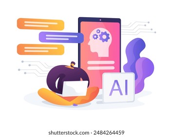 AI-Enhanced Chatbots for Customer Support abstract concept vector illustration. Customer Service. Round-the-clock customer assistance, reduce time and workload. AI Technology. abstract metaphor.