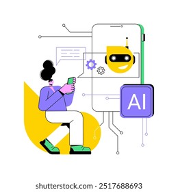 AI-Enhanced Chatbots for Customer Support abstract concept vector illustration. Customer Service. Round-the-clock customer assistance, reduce time and workload. AI Technology. abstract metaphor.