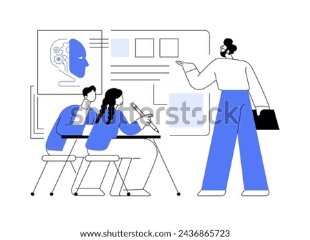 AI-Enhanced Classroom Management abstract concept vector illustration. Education. Monitor student engagement and behavior. AI-powered modern classroom. AI Technology. abstract metaphor.
