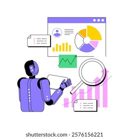 AI-Enhanced Competitive Analysis abstract concept vector illustration. AI analyzing competitor strategies, providing insights, improving market positioning abstract metaphor.