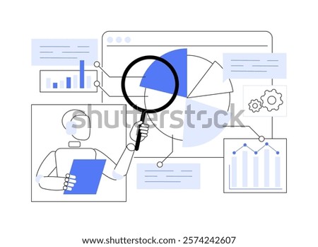 AI-Enhanced Competitive Analysis abstract concept vector illustration. AI analyzing competitor strategies, providing insights, improving market positioning abstract metaphor.