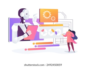 AI-Enhanced Compliance and Regulatory Reporting abstract concept vector illustration. Finance and Accounting. Financial regulations, business reports with AI Technology. abstract metaphor.