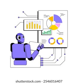 ILUSTRACIÓN VECTORIAL del concepto abstracto de AI-Enhanced Compliance and Regulatory Reporting. Finanzas y Contabilidad. Regulaciones financieras, informes comerciales con Tecnología de IA. metáfora abstracta.