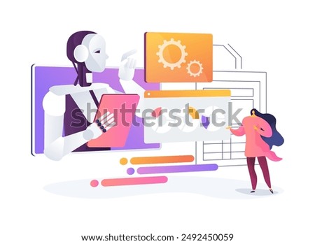 AI-Enhanced Compliance and Regulatory Reporting abstract concept vector illustration. Finance and Accounting. Financial regulations, business reports with AI Technology. abstract metaphor.