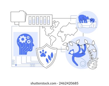 AI-Enhanced Conservation Efforts abstract concept vector illustration. Environmental Management. Support wildlife, habitat conservation, AI predictive models and monitoring. abstract metaphor.