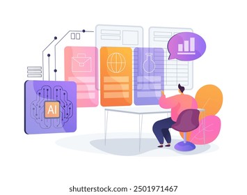 AI-Enhanced Curriculum Development abstract concept vector illustration. Education. Optimize curriculum design and content, automated teachers workload. AI Technology. abstract metaphor.