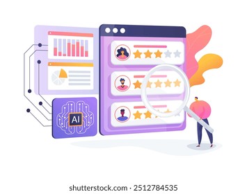 AI-Enhanced Customer Feedback Analysis abstract concept vector illustration. E-commerce. Analyze customer reviews and feedback with AI sentiment analysis tools. AI Technology. abstract metaphor.