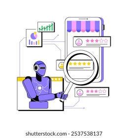 AI-Enhanced Customer Feedback Analysis conceito abstrato vetor ilustração. Comércio eletrônico. Analise as análises e os comentários dos clientes com as ferramentas de análise de sentimento de IA. Tecnologia AI. metáfora abstrata.