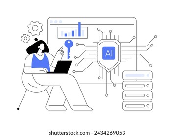 AI-Enhanced Data Security abstract concept vector illustration. Data Analysis. AI-powered intrusion detection, threat analysis, and encryption methods. AI Technology. abstract metaphor.