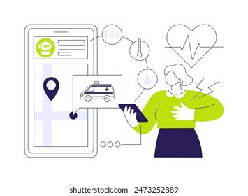 AI-Enhanced Emergency Response abstract concept vector illustration. Healthcare. Predict and allocate resources based on historical data, emergency analysis. AI Technology. abstract metaphor.