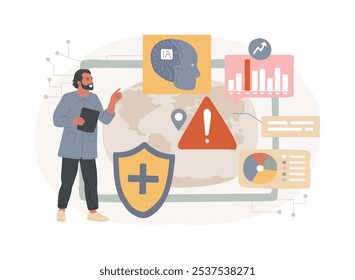 AI-Enhanced Emergency Response conceito abstrato ilustração vetorial. Saúde. Preveja e aloque recursos com base em dados históricos, análise de emergência. Tecnologia AI. metáfora abstrata.