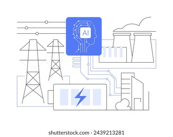 AI-Enhanced Energy Grid Management abstract concept vector illustration. Energy. Efficiency and reliability of energy grid, AI-driven predictive maintenance. AI Technology. abstract metaphor.