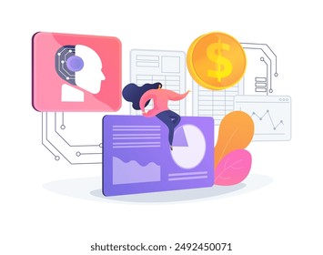 AI-Enhanced Expense Management abstract concept vector illustration. Finance and Accounting. Automatically track expenses, efficient financial management. AI Technology. abstract metaphor.