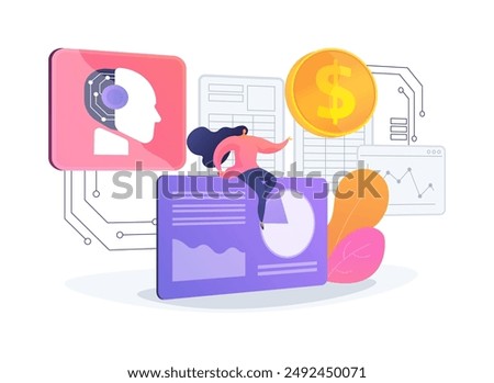 AI-Enhanced Expense Management abstract concept vector illustration. Finance and Accounting. Automatically track expenses, efficient financial management. AI Technology. abstract metaphor.