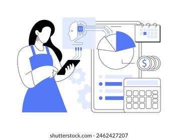 AI-Enhanced Expense Tracking abstract concept vector illustration. Personal Finance. Automate expense tracking and receive insights into spending habits. AI Technology. abstract metaphor.