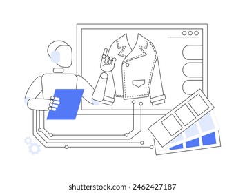 AI-Enhanced Fashion Design abstract concept vector illustration. Art and Creativity. Design clothing and accessories with AI tools, pattern generation, style recommendations. abstract metaphor.