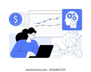 AI-Enhanced Financial Forecasting abstracto concepto ilustración vectorial. Finanzas y Contabilidad. Predecir las tendencias financieras, las fluctuaciones del mercado, la inversión. Tecnología AI. metáfora abstracta.