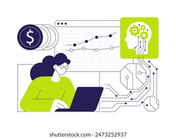 AI-Enhanced Financial Forecasting abstract concept vector illustration. Finance and Accounting. Predict financial trends, market fluctuations, investment. AI Technology. abstract metaphor.