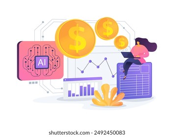 AI-Enhanced Financial Forecasting abstract concept vector illustration. Finance and Accounting. Predict financial trends, market fluctuations, investment. AI Technology. abstract metaphor.